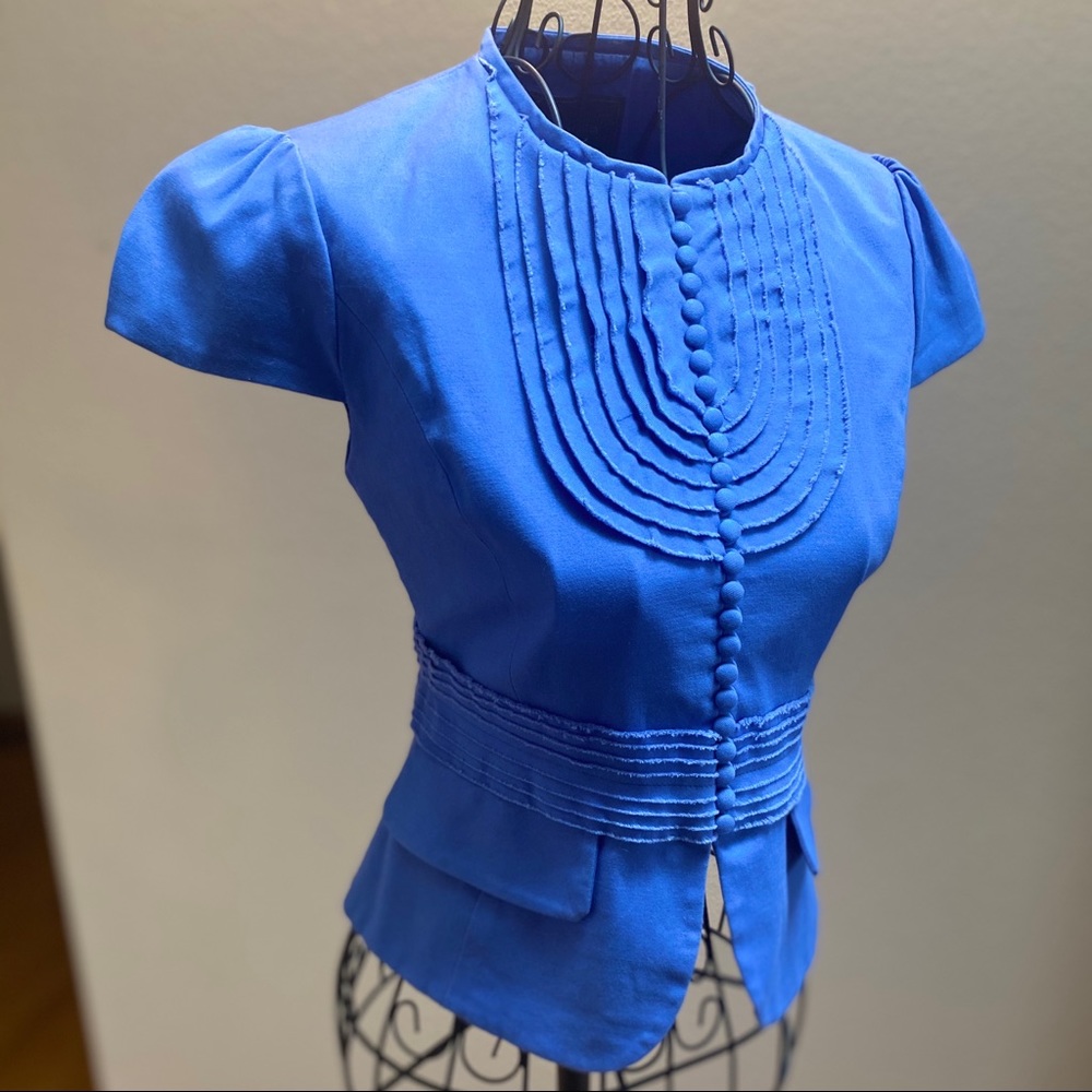 SOLD NWOT BCBG Max Azria Blue Cap Slv Button Blazer XS - Picture 1 of 10